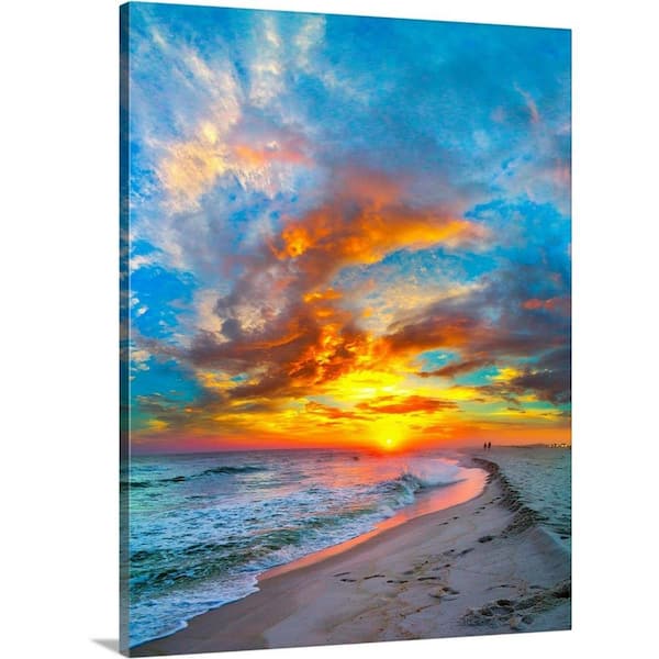 GreatBigCanvas 30 in. x 40 in. Colorful Ocean Sunset Red Blue Vertical  Panorama by Eszra Tanner Canvas Wall Art 2528580_24_30x40 - The Home Depot