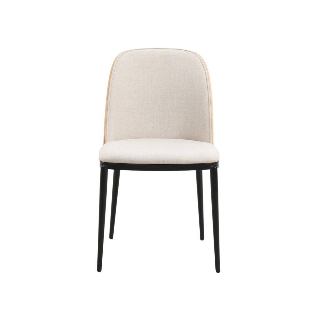 Beige Upholstered Metal Frame Dining Side Chair Set