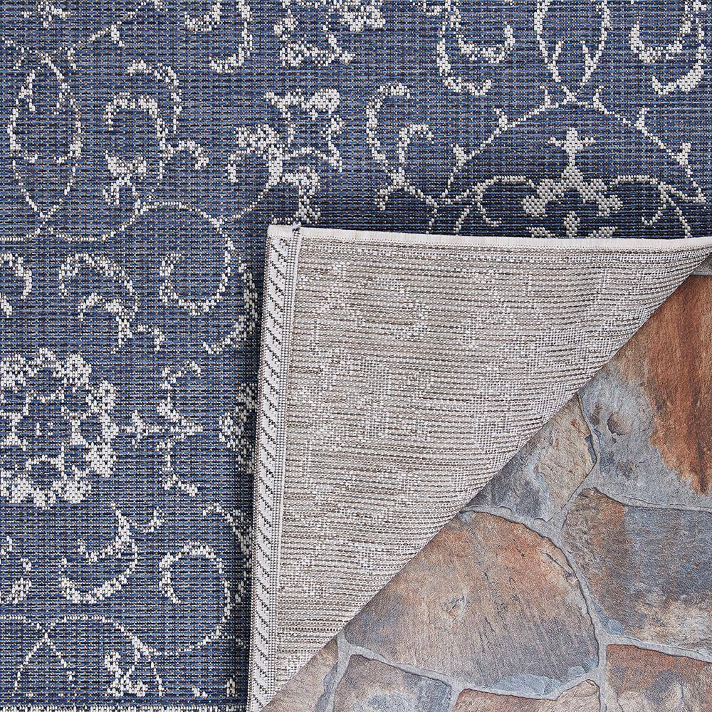 Navy and Ivory Floral Synthetic Rectangular Area Rug, 2' x 3'7"