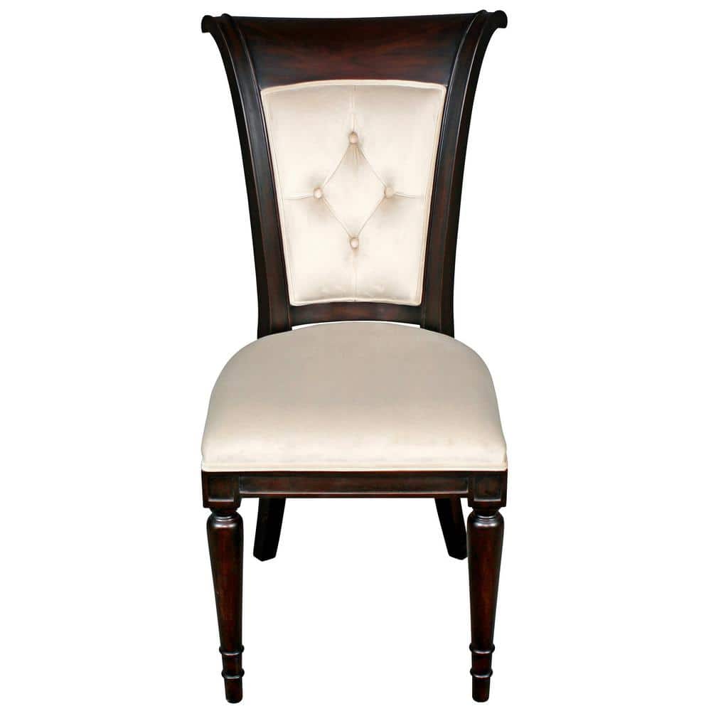 Pearl Velvet Upholstered Mahogany Side Chair Set