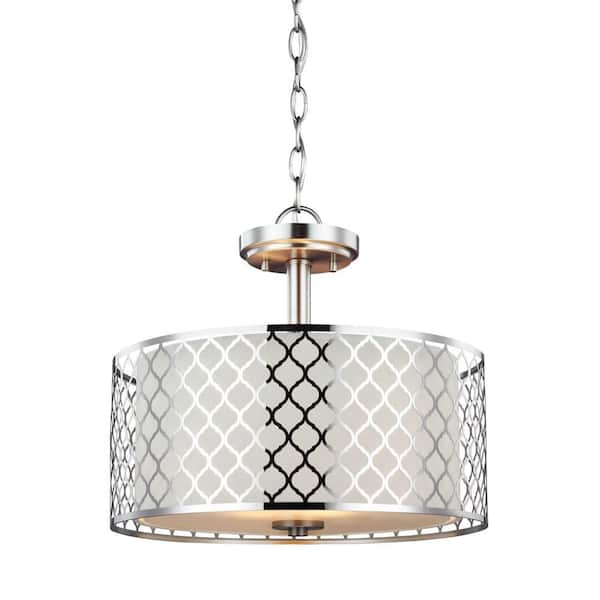 Generation Lighting Jourdanton 2-Light Brushed Nickel Semi-Flushmount Convertible Pendant