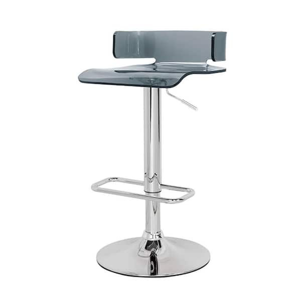 Acme Furniture Rania 35 in. Gray and Chrome Backless Metal Bar Height Bar Stool with Acrylic Seat