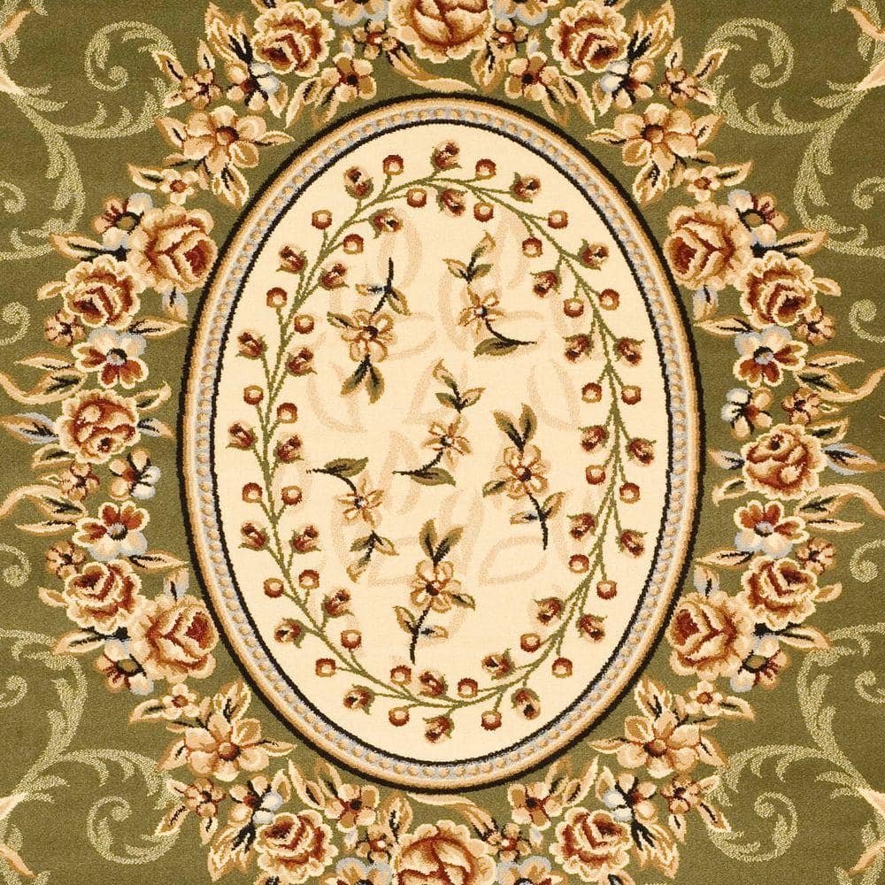 Sage and Ivory Floral Synthetic Rectangular Area Rug, 8' x 11'