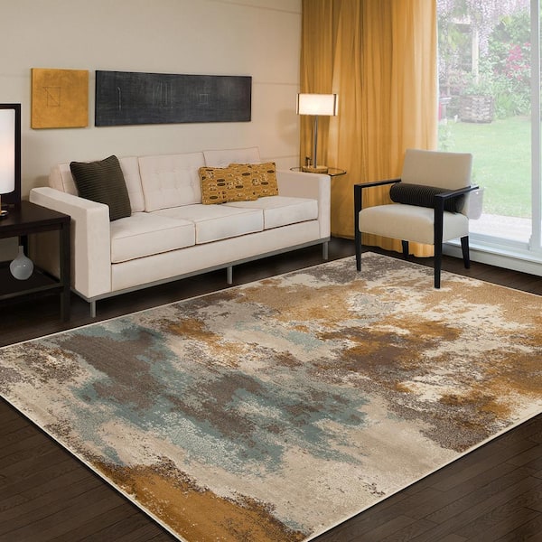 Pixie Camel 5 ft. x 8 ft. Modern Color Abstract Indoor Area Rug