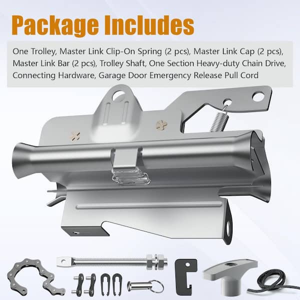 Helhom 41A3489 Silver Garage Door Opener Carriage, Complete Chain