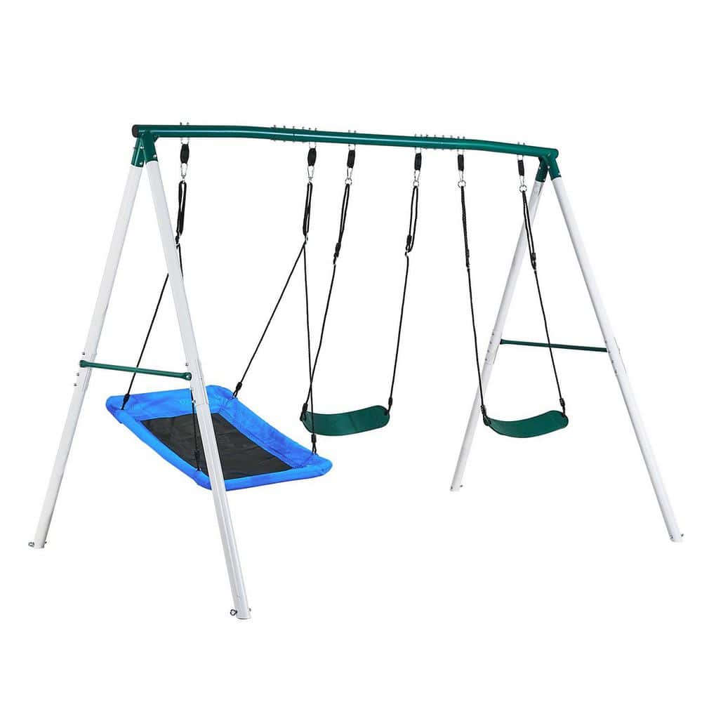 Swing Set for Backyard, 45 x 30 in. Swing Seat and Two Belt Seats, with Heavy Duty A-Frame Metal Stand, 700 lbs. Load price history on PriceWatchPro