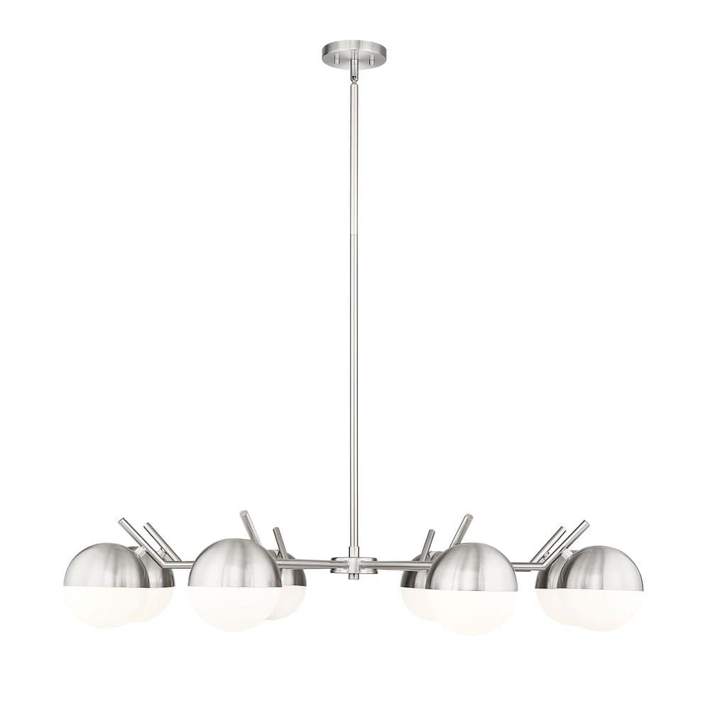 Realm Sphere 8 Light Brushed Nickel Chandelier with Matte Opal Glass Shades