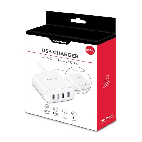 CyberPower 8 ft. 1-Outlet Surge Protector with USB-A USB-C