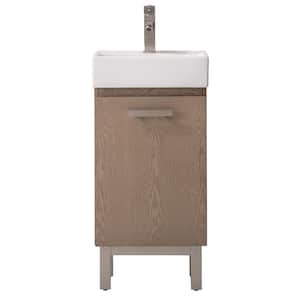 Stella 16.5 in. W x 12 in. D x 33.75 in. H Bath Vanity in Oak with Porcelain Vanity Top in White with White Basin