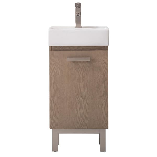 Design Element Stella 16.5 in. W x 12 in. D x 33.75 in. H Bath Vanity in Oak with Porcelain Vanity Top in White with White Basin