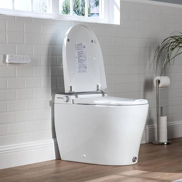 UKEEP Smart Toilet,One Piece Bidet Toilet for Bathrooms,Modern Elongated  Toilet with Warm Water, Auto Flush, Foot Sensor Operation, Heated Bidet  Seat,Tankless Toilets with LED Display 