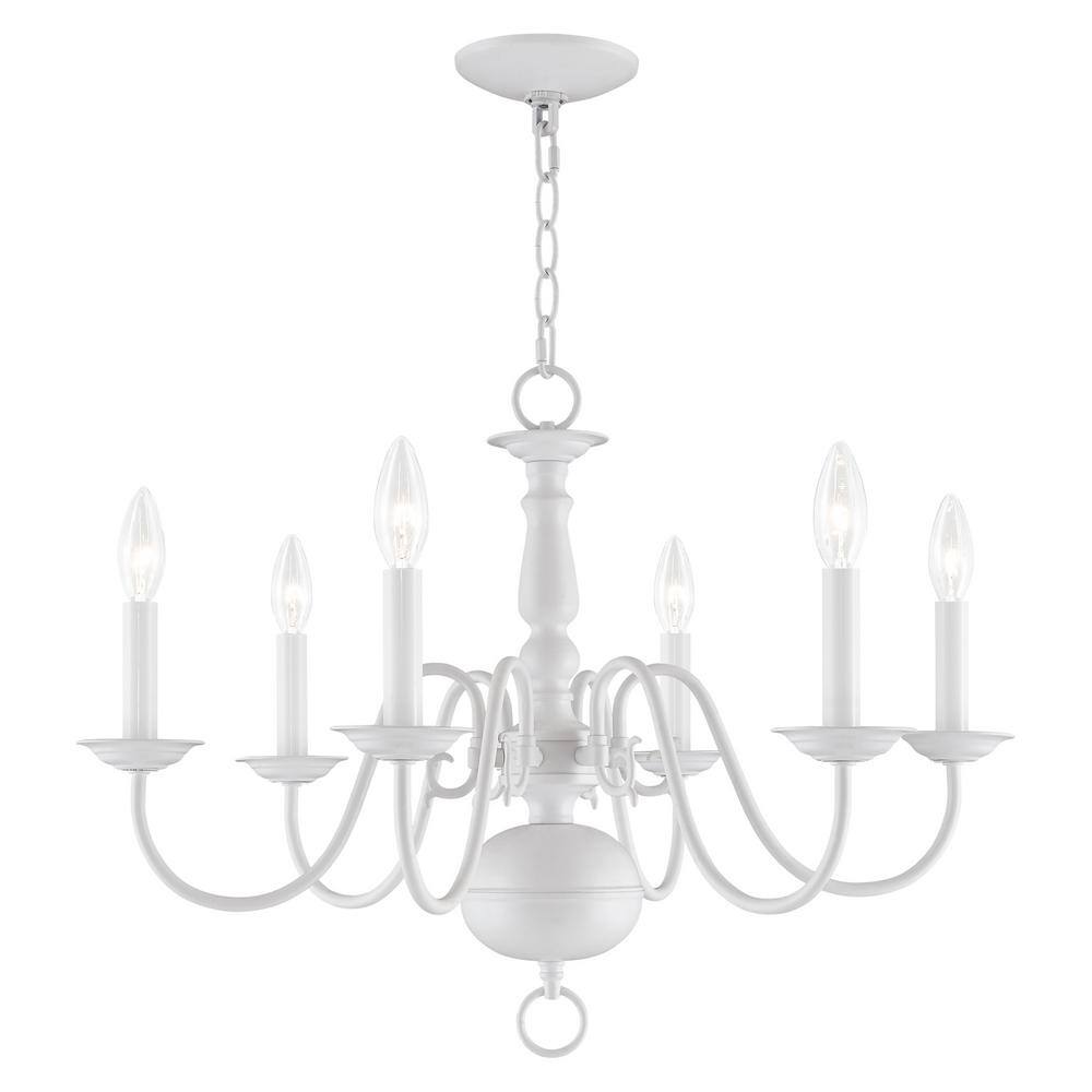 Colonial Elegance White 6-Light Candelabra Chandelier