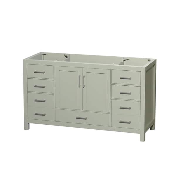 Wyndham Collection Sheffield 59 in. W x 21.5 in. D x 34.25 in. H Single Bath Vanity Cabinet without Top in Light Green