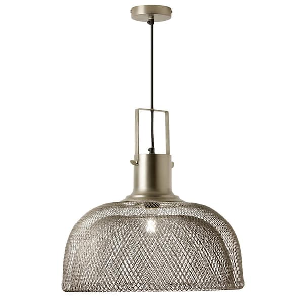 River of Goods Lillian 40-Watt 1-Light Nickel Mesh Dome Shaded Pendant Light with Metal Shade