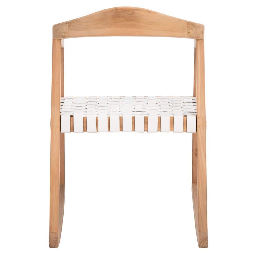 Willa Cognac Genuine Leather and Natural Teak Rocking Dining Chair