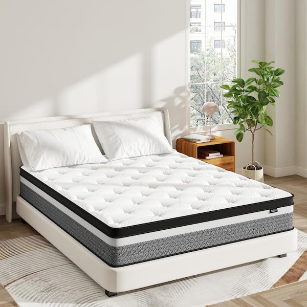 BedNew Twin Medium Firm Hybrid 10 in. Memory Foam and Pocket Spring Pillow Top Bed in a Box Mattress
