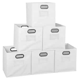 12 in. H x 12 in. W x 12 in. D White Fabric Cube Storage Bin 6-Pack