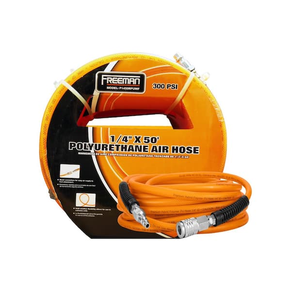 1/4 in. x 50 ft. Polyurethane Air Hose with Field Repairable Ends and 1/4 in. NPT Fittings