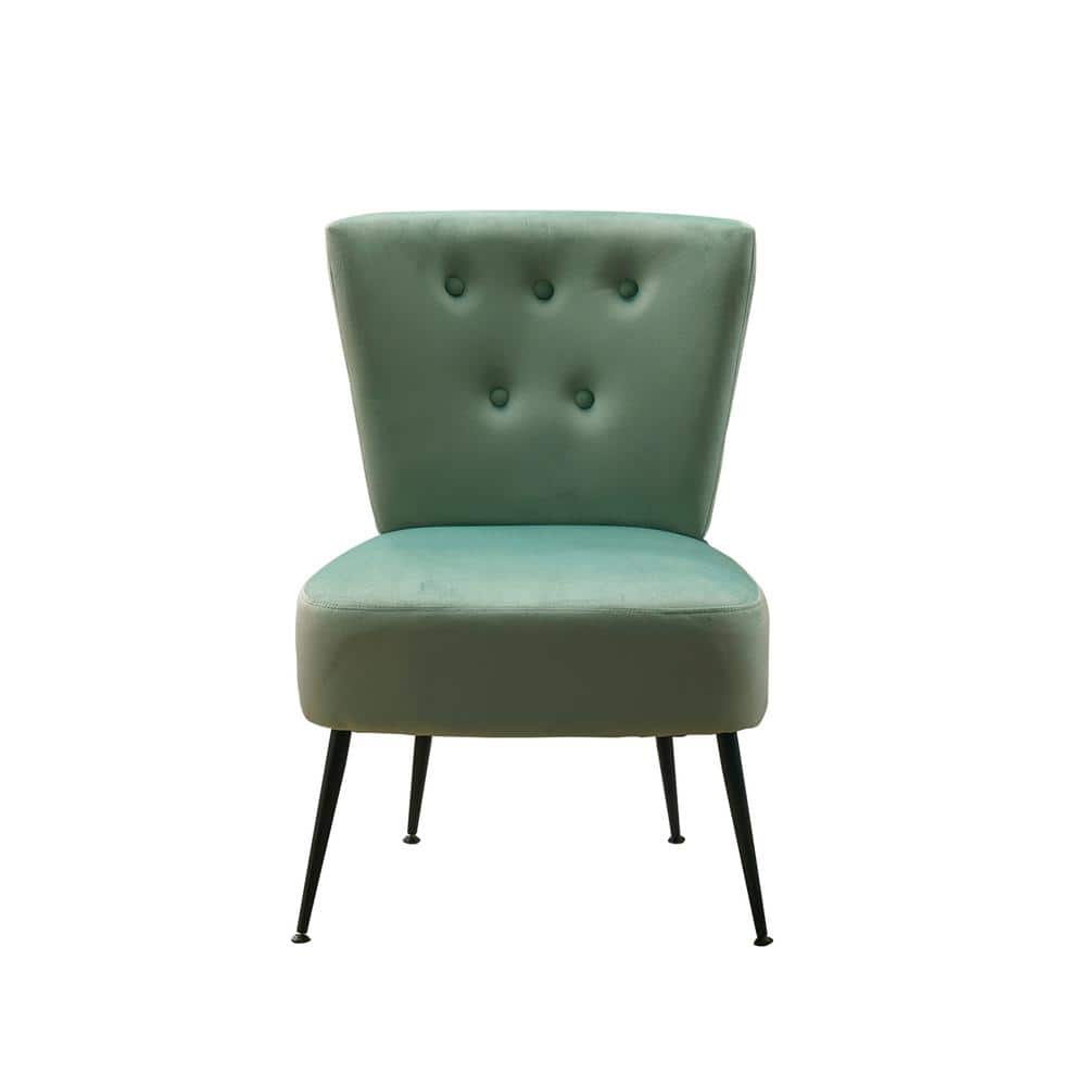Light Green Velvet Side Chair with Tufted Back for Living Room ZQ