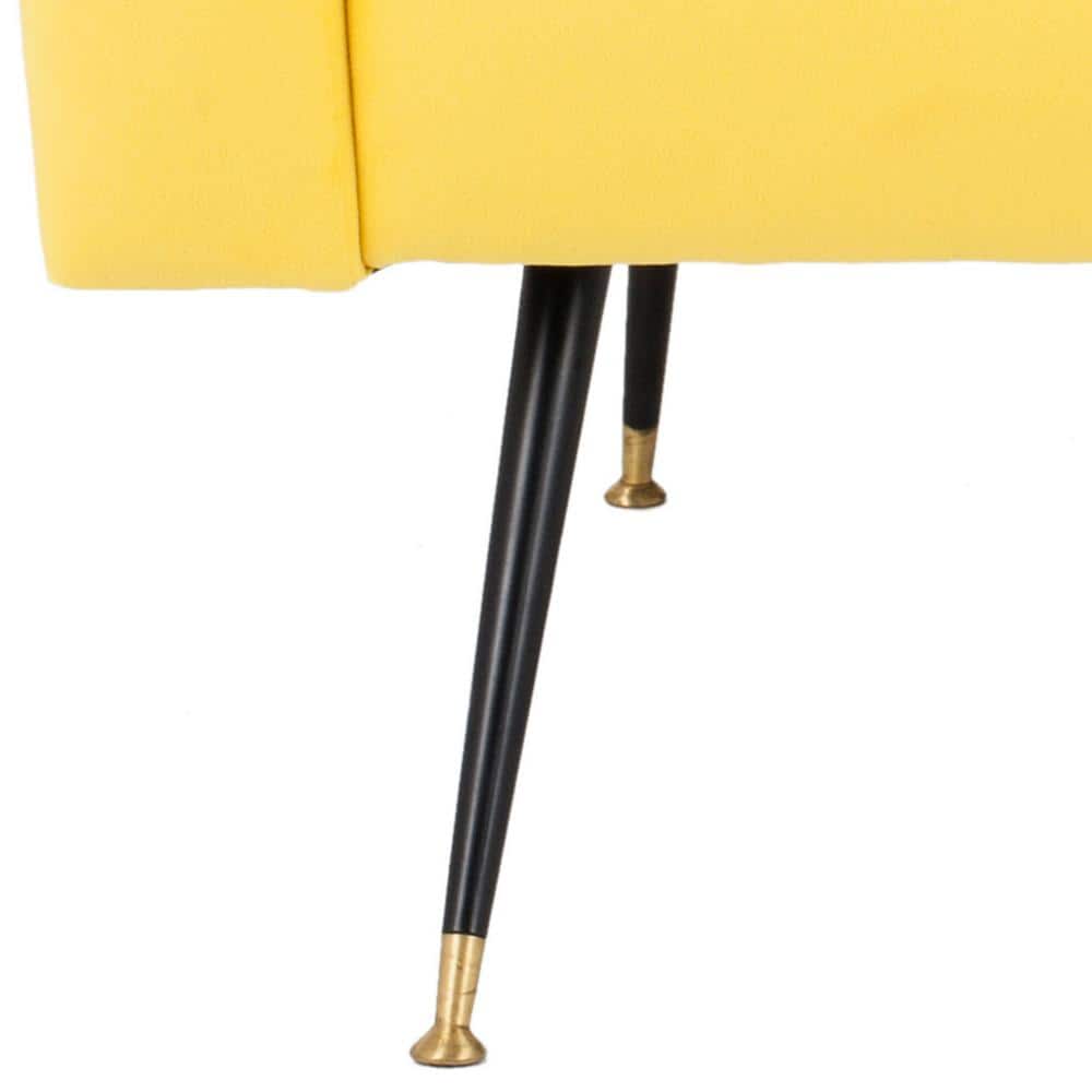 Aida Yellow Velvet Mid-Century Modern Accent Chair
