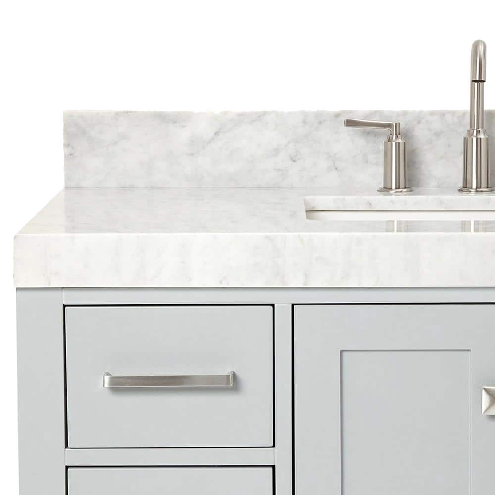 Cambridge 42'' Light Gray Wood Single Sink Vanity with Carrara Marble Top