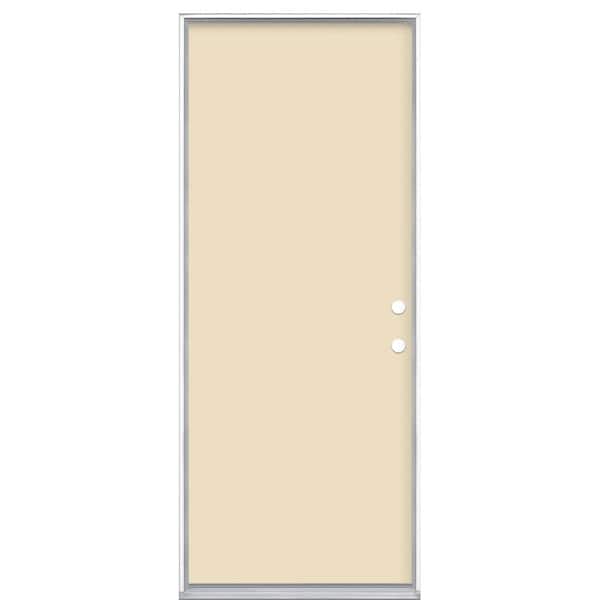 Masonite 32 in. x 80 in. Flush Left Hand Inswing Golden Haystack Painted Steel Prehung Front Exterior Door No Brickmold