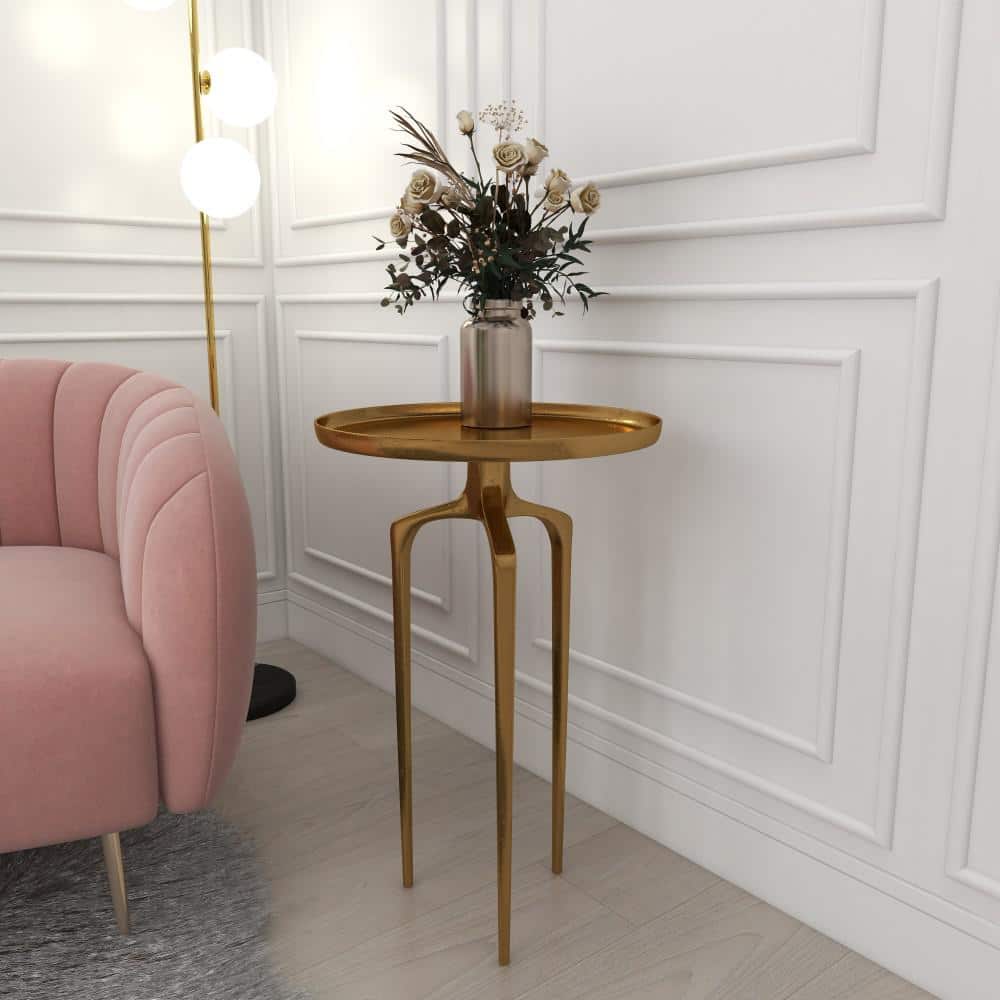 Chelsea Grove Sleek Gold Aluminum Round End Table