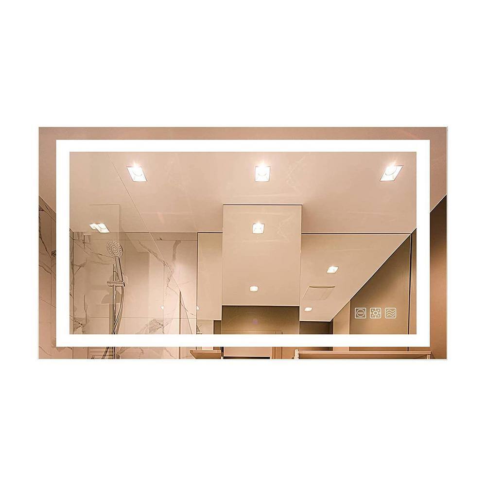 40 in. W x 24 in. H Rectangular Framed Aluminum LED Wall Mount Anti-Fog, Di