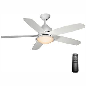 Ackerly 52 in. Indoor/Outdoor Integrated LED Matte White Damp Rated Ceiling Fan with Light Kit and Remote Control