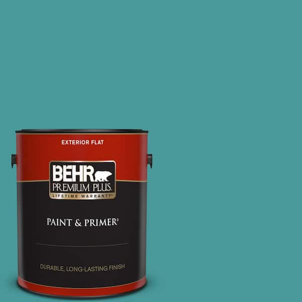 BEHR PREMIUM PLUS 1 gal. #510D-6 Aquatic Green Flat Exterior Paint & Primer