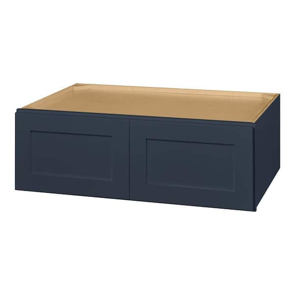 Avondale 36 in. W x 24 in. D x 12 in. H Ready to Assemble Plywood Shaker Wall Bridge Kitchen Cabinet in Ink Blue