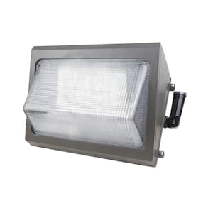 300-Watt Equivalent Integrated LED Bronze Outdoor Wall Pack, 9800 Lumens Dusk to Dawn 5000K