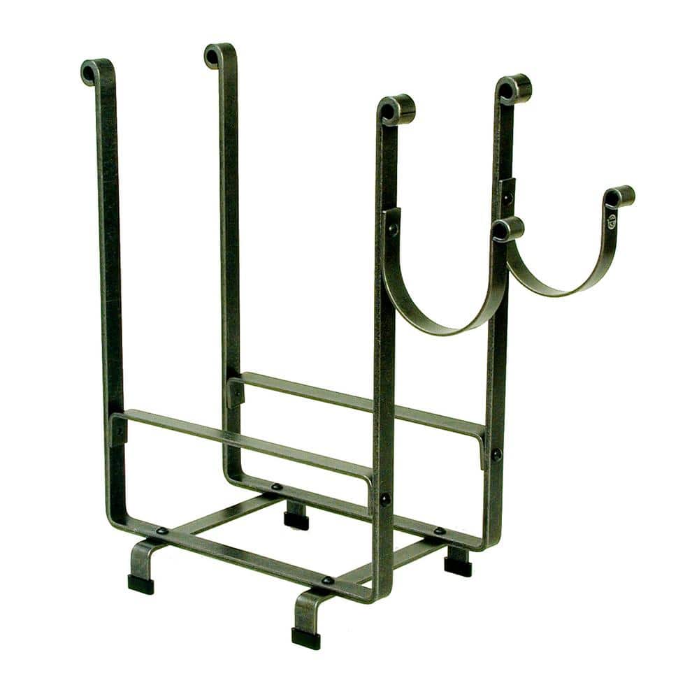 Hammered Steel Modern Log Rack with Newspaper Holder