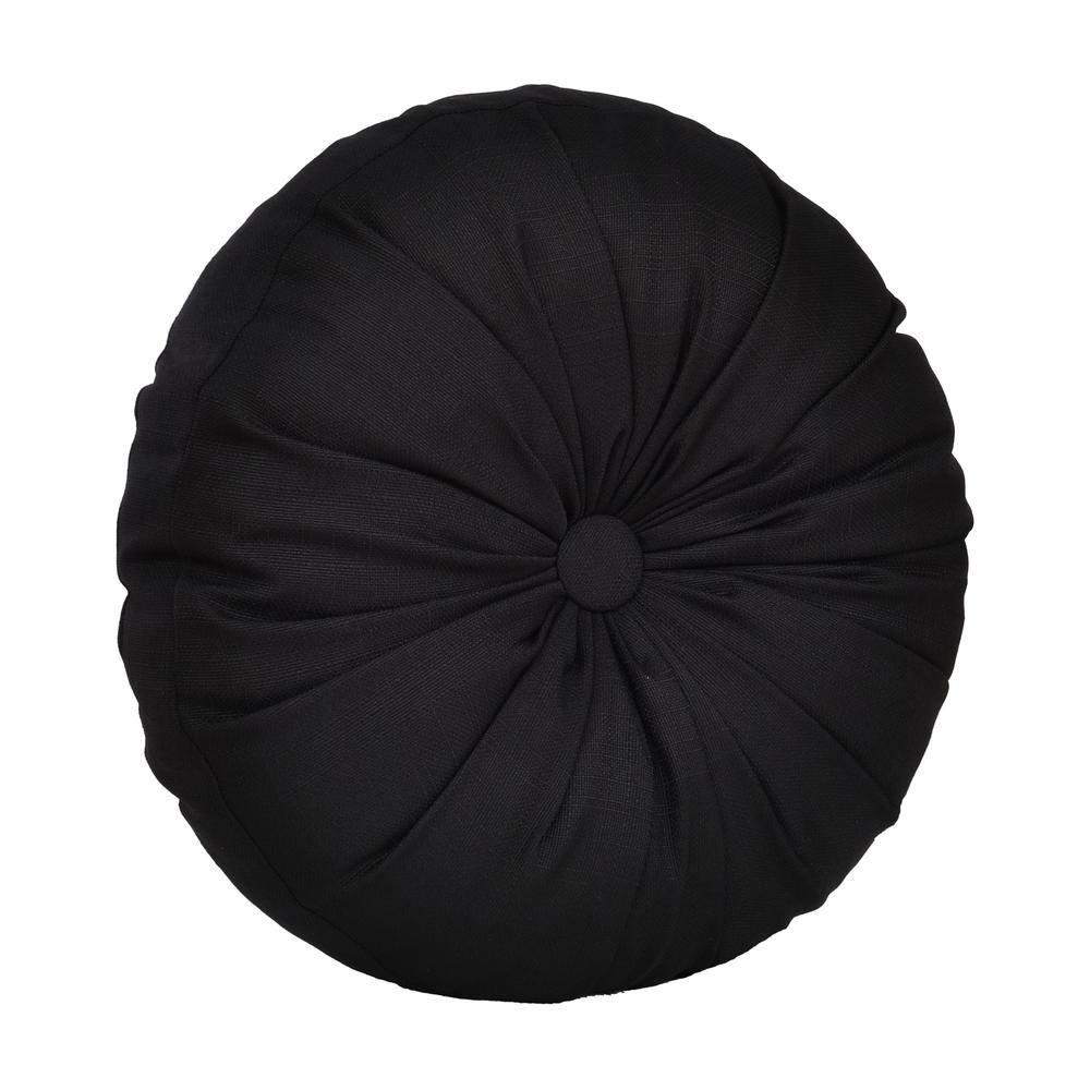 Calabria Black Polyester Solid Round Decorative Throw Pillow 15 In. L X 15 