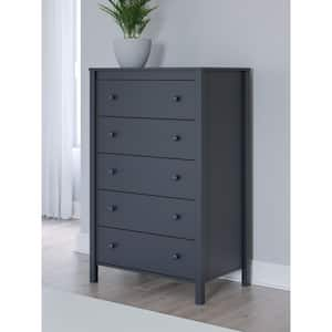 Simmenfort Blue 5 Drawers 31 in. Chest of Drawers