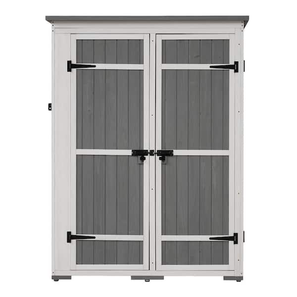 48.6 in. W x 25.2 in. D x 58.3 in. H Gray Wood Outdoor Storage Cabinet Garden Tool with Waterproof Asphalt Roof