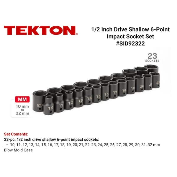 1/2 in. Drive 6-Point Impact Socket Set, 23-Piece (10 mm - 32 mm)