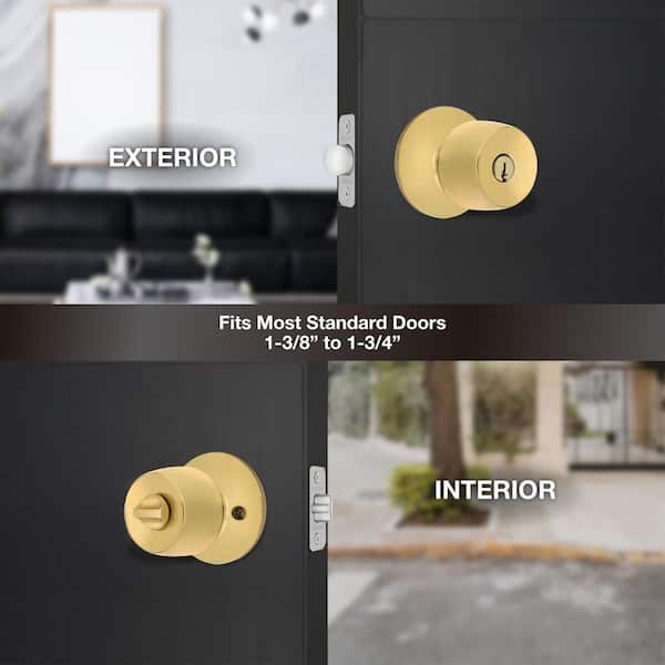 Defiant Brandywine Polished Brass Keyed Entry Door Knob 32T8700B