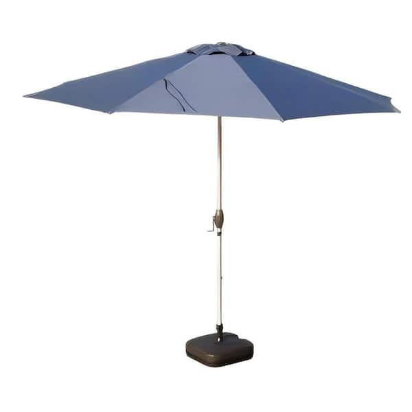 Clihome 10 ft. Market Patio Umbrella Outdoor Umbrella with Push Button Tilt, Crank, 8 Sturdy Ribs in Navy Blue