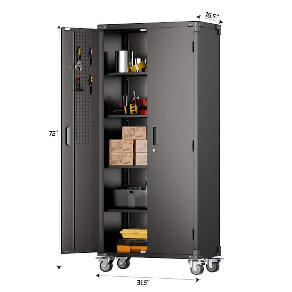 Hephastu 31.5 in. W x 72 in. H x 16.5 in. D 4-Shelves Metal