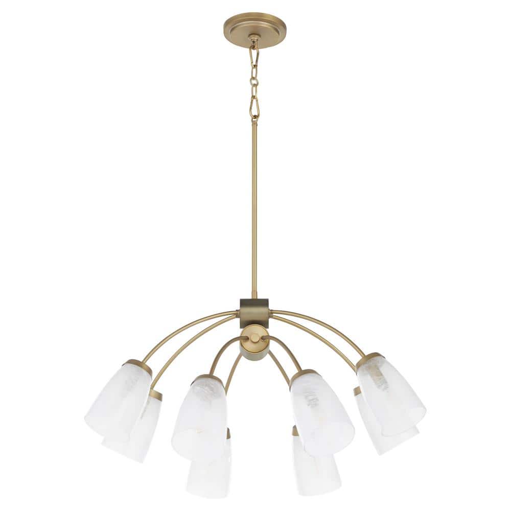 Arpeggio 60-Watt 8 Light Aged Brass Chandelier Light with Clear Alabaster Glass Shade, No Light Bulb Included price history on PriceWatchPro