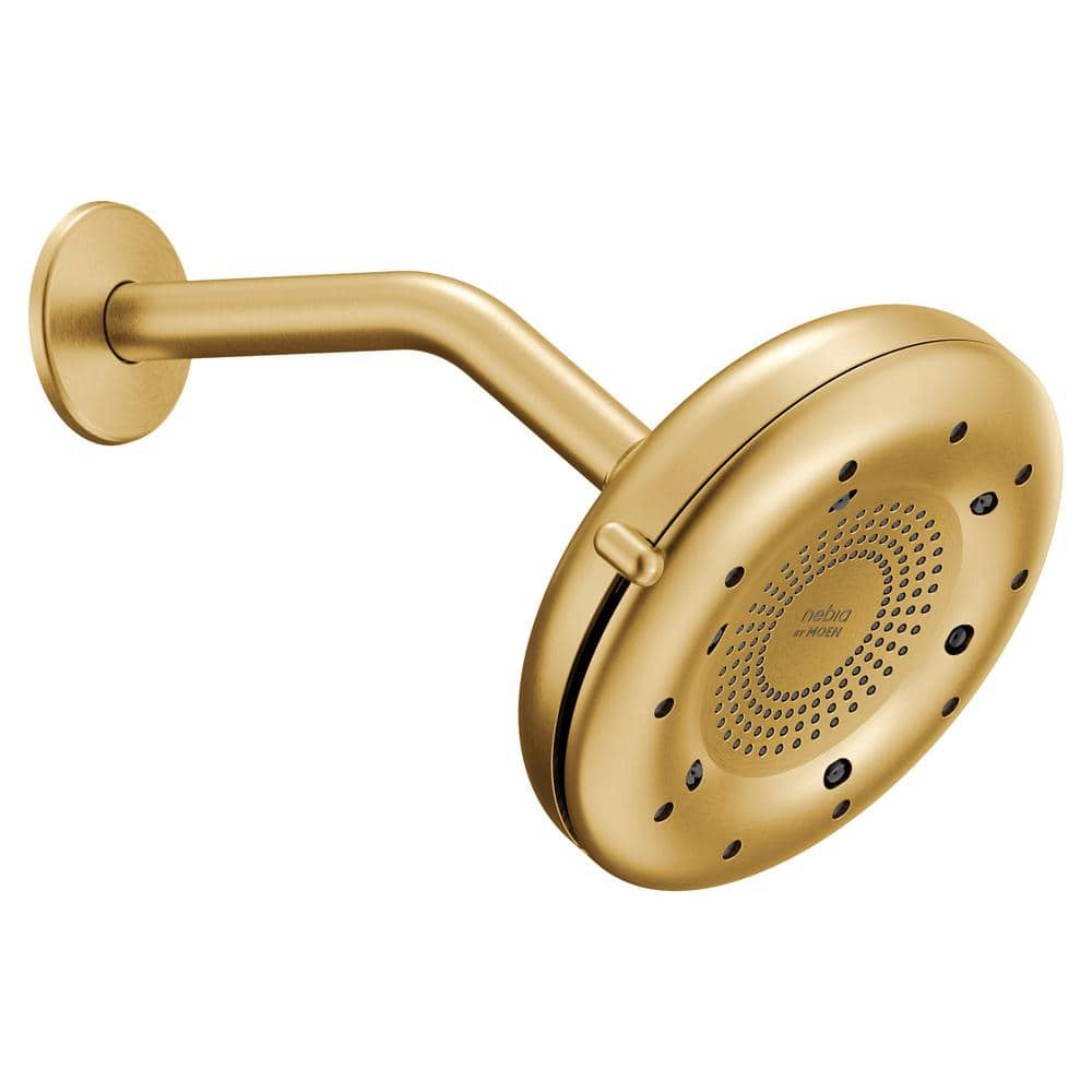 MOEN Quattro 4 Spray Patterns With 1 5 GPM 6 5 In Single Wall Mount   Brushed Gold Moen Fixed Shower Heads N400r0bg 64 1000 