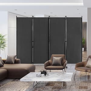 4-Panel Folding Room Divider 6 ft. Rolling Privacy Screen with Lockable Wheels Grey