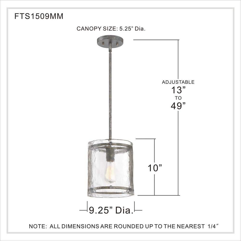 Fortress Mottled Silver Glass Mini Pendant Light