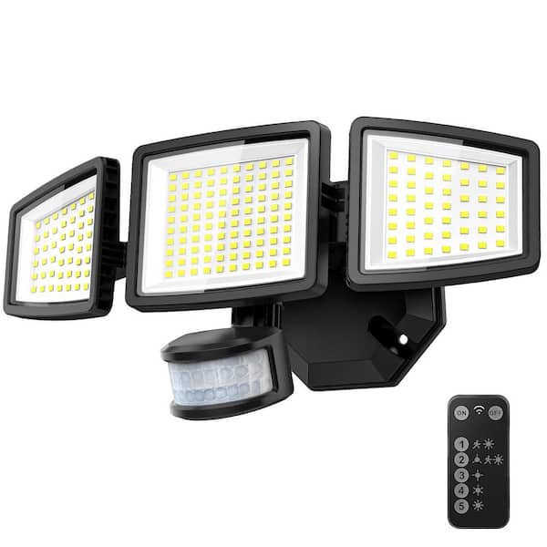 70-Watt 7000 Lumens 120° Black Motion Activated Outdoor Integrated LED Flood Light Adjustable Panels