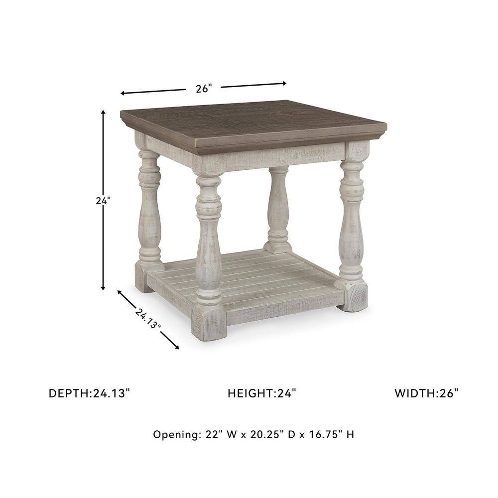 Havalance 26 in. Gray/White Rectangle MDF End Table with Lower Shelf - thumbnail 6