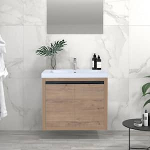 23-5/8 in. W x 18-1/8 in. D x 20-1/2 in. H Bath Vanity in Imitative Oak with White Resin Top