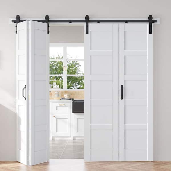 Fredbeck 84 in. x 84 in. 5-Panel White Finished Solid Core MDF