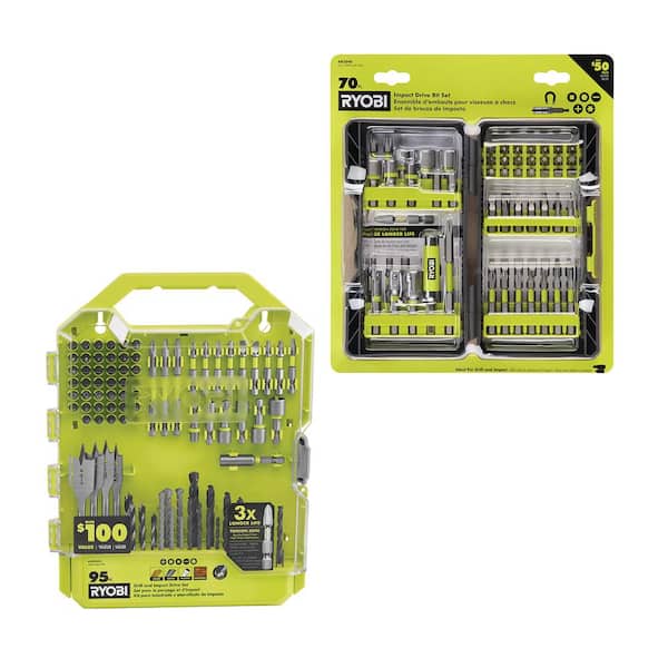 RYOBI 70-Piece Impact Rated Driving Kit with 95-Piece Drill and Impact Drive Kit