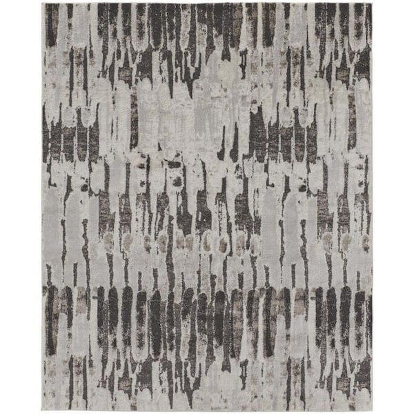 HomeRoots Gray, Ivory Abstract 12 ft. x 15 ft. Area Rug